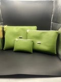 Olive Green Zip Pouch Set – 3 Piece