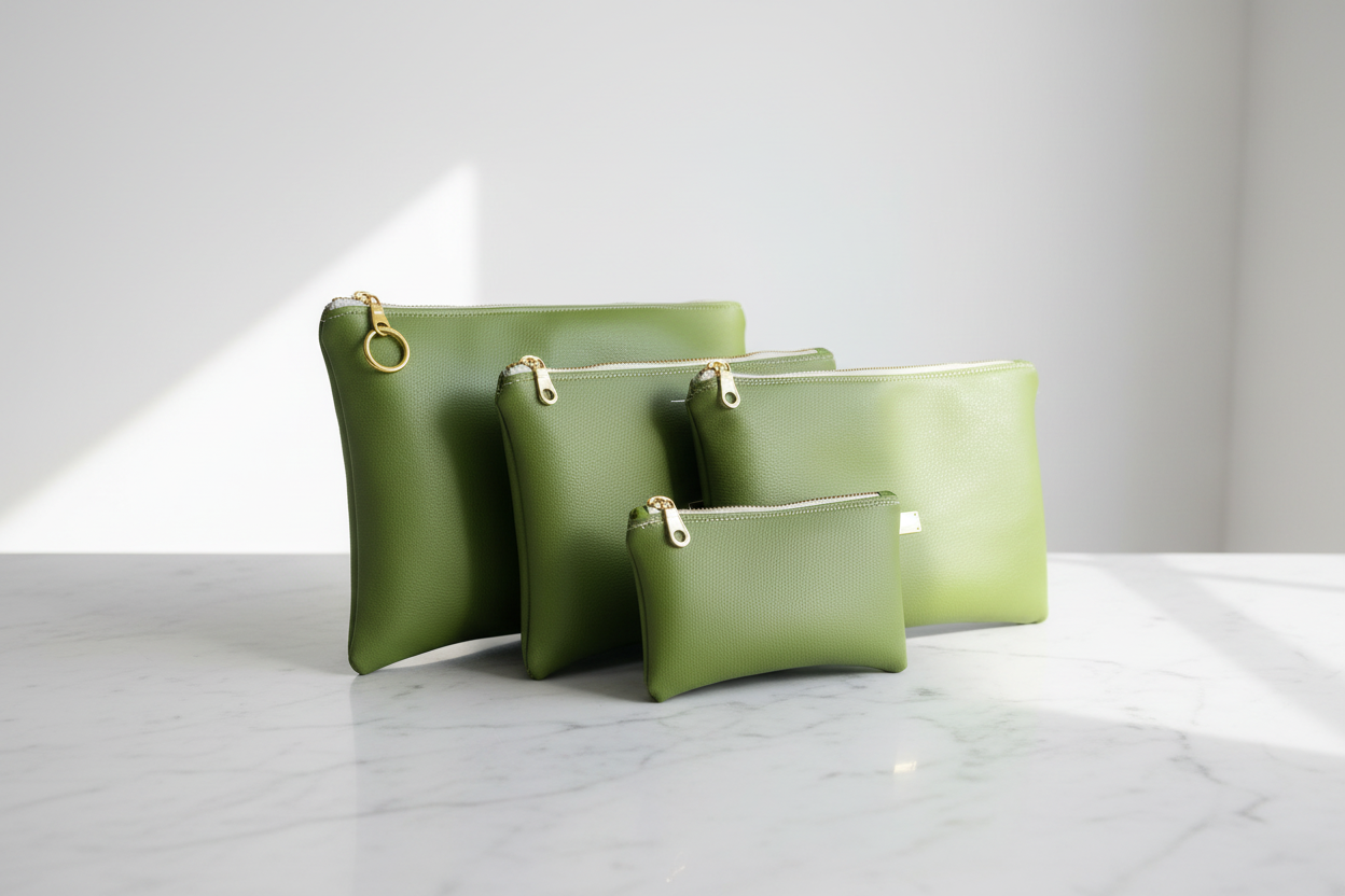 Poppi Shop Hero - Olive Green Zip Pouches