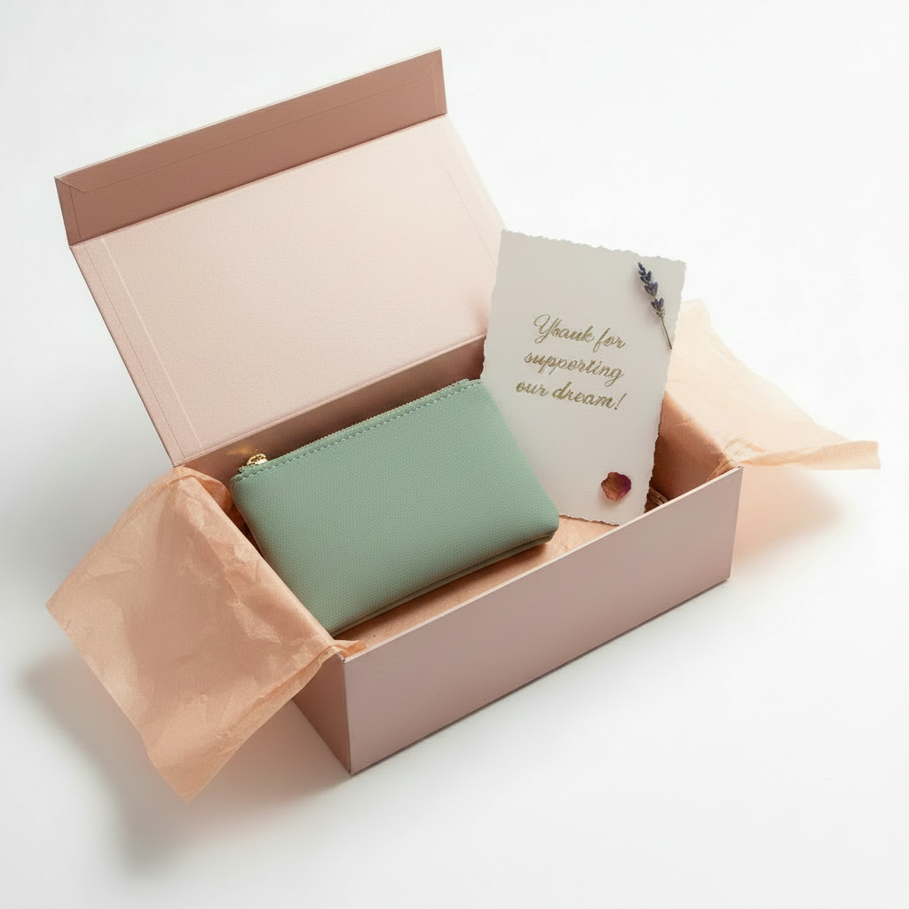 White Box with Sage Green Wristlet Subscription Box